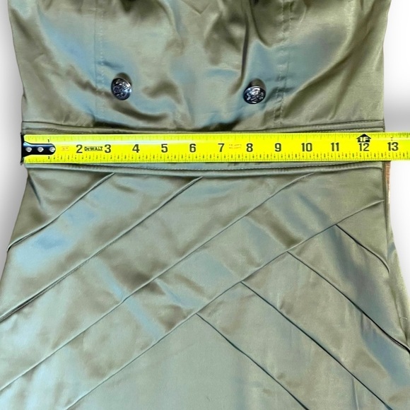 Rhapsody NWT Womens Olive Green Body-Con Strapless Military Mini Satin Dress S/P - Picture 6 of 11